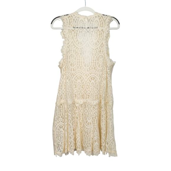 Free People Ivory Heart In Two Relaxed V Neck Lace Fairy Mini Dress Women's M - Picture 7 of 7